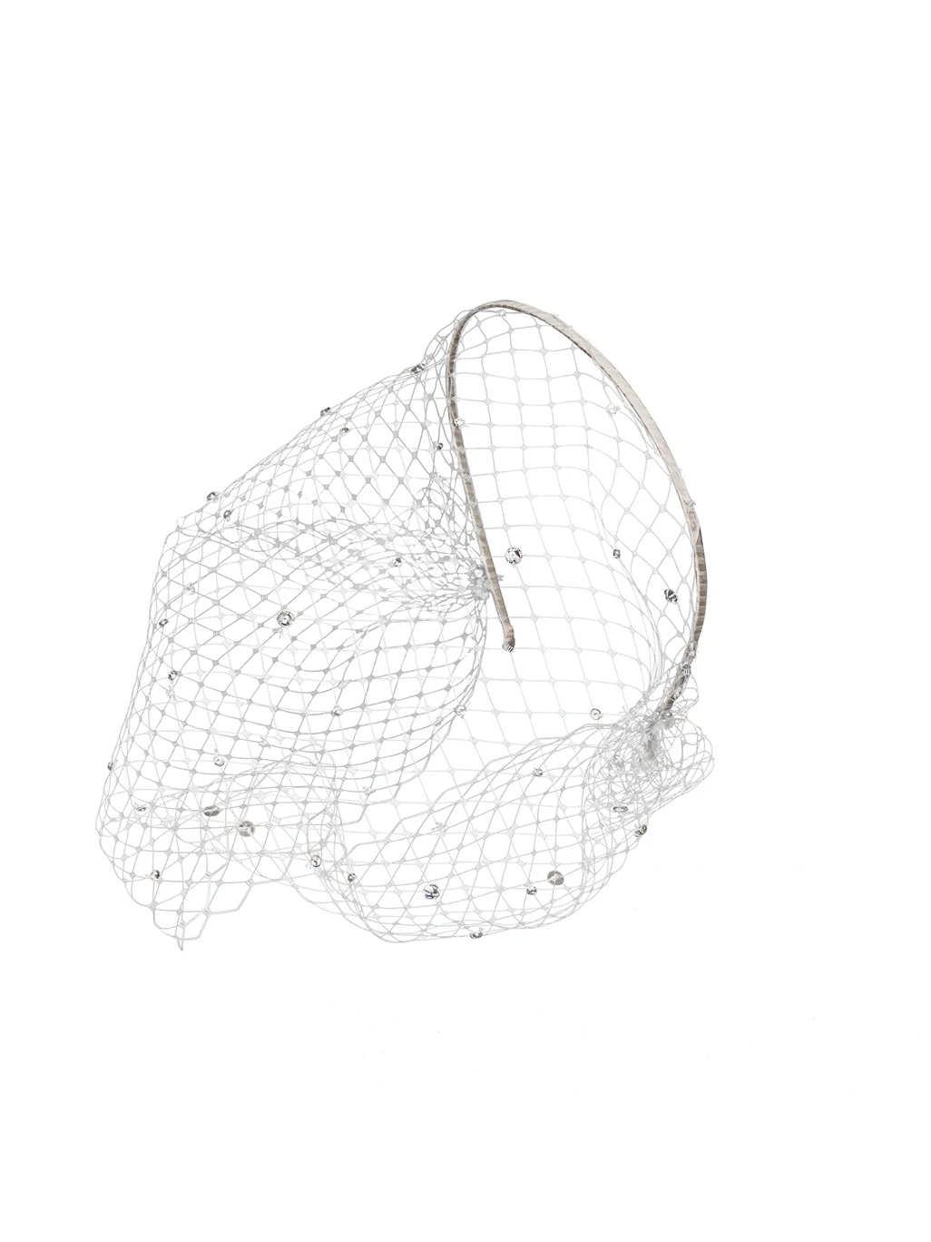 Jennifer Behr White Crystal Birdcage Veil Headband